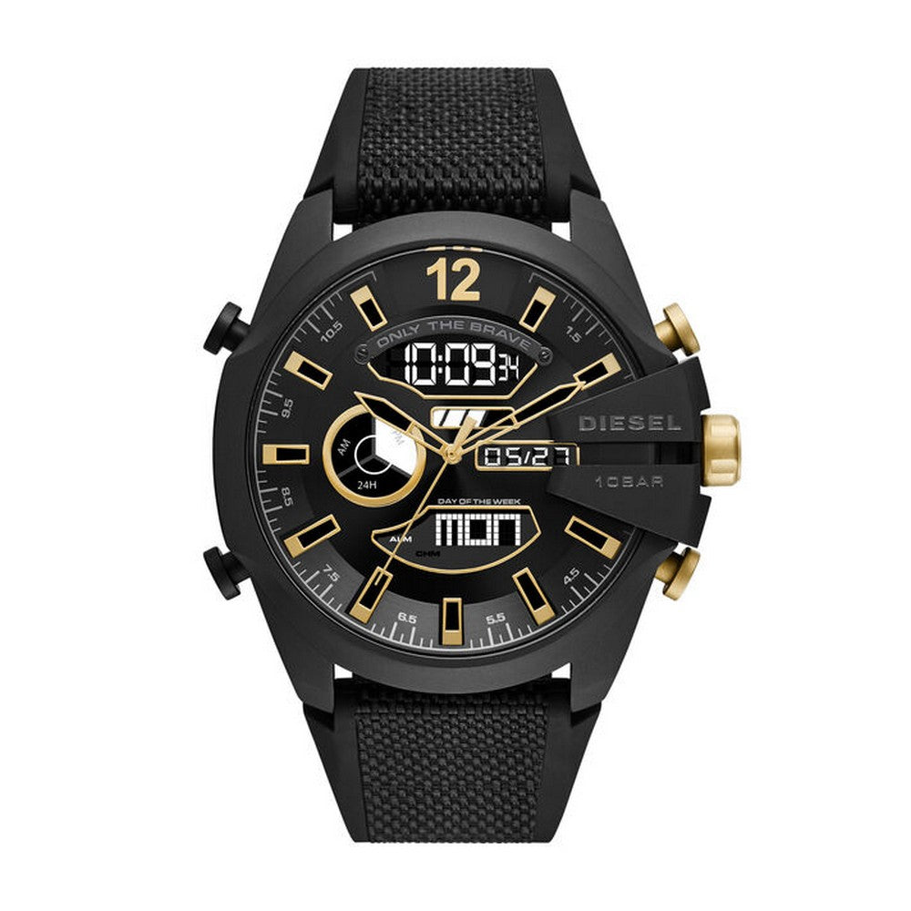 DIESEL DZ4552 Mega Chief Analogue Digital Black Nylon and Silicone Men's Watch