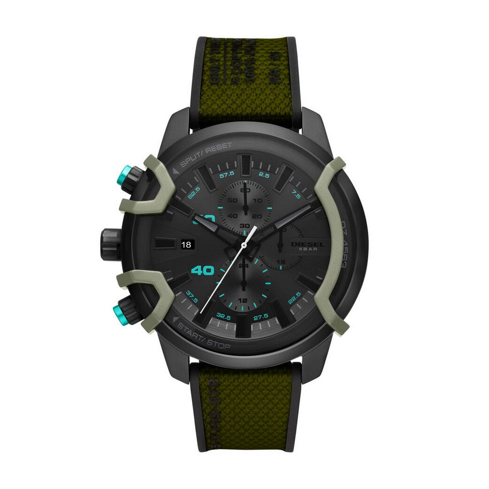 DIESEL DZ4563 Griffed Chronograph Green Canvas Men's Watch Diesel