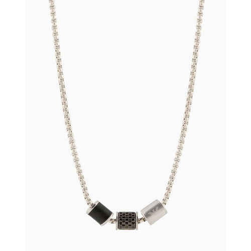 Emporio Armani EGS2383020 Pause Steel and Leather Beaded Necklace