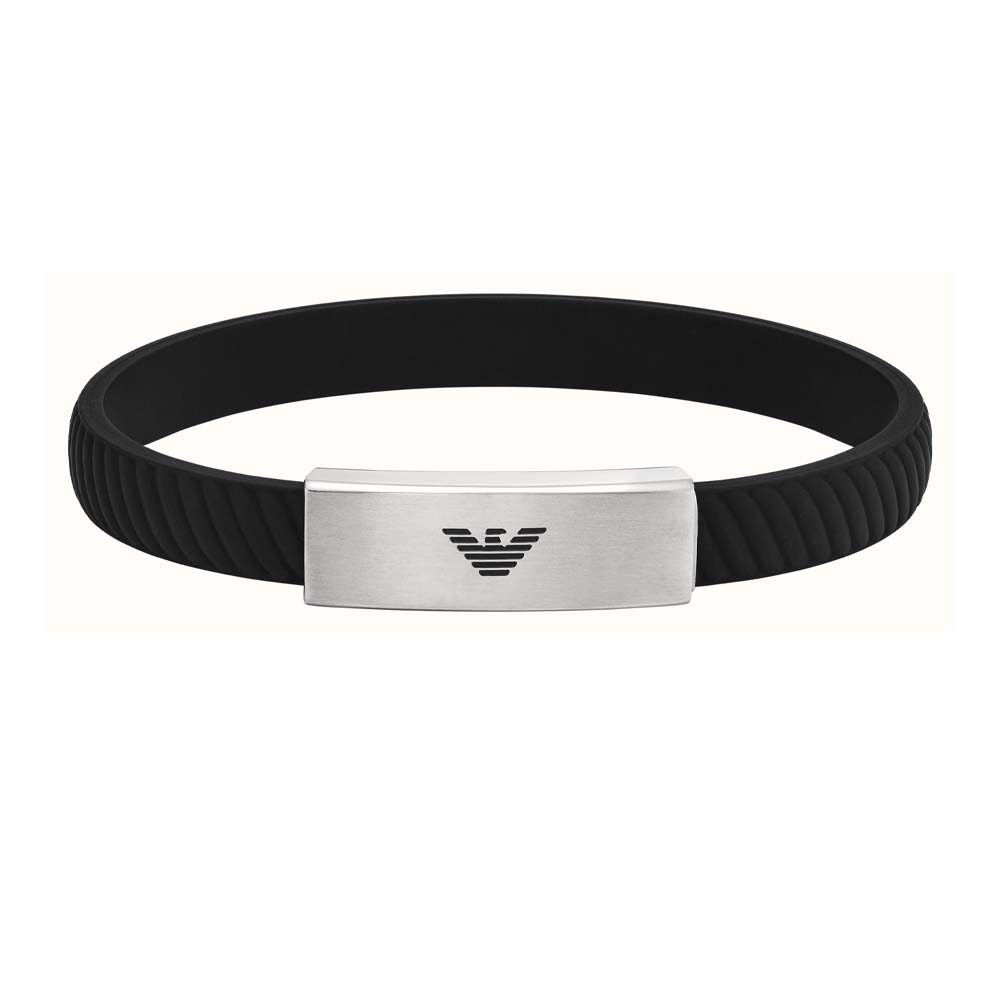 Emporio Armani EGS2996040 Men's Leather or Stainless Steel Bracelet with Lobster Clasp