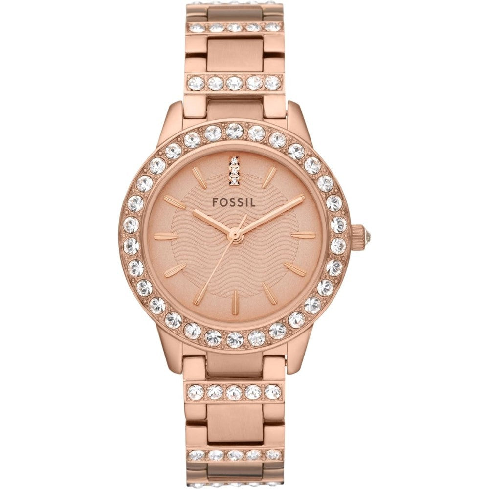 Fossil ES3020 Jesse Women's Watch with Crystal Accents and Self Adjustable Stainless Steel Bracelet Band