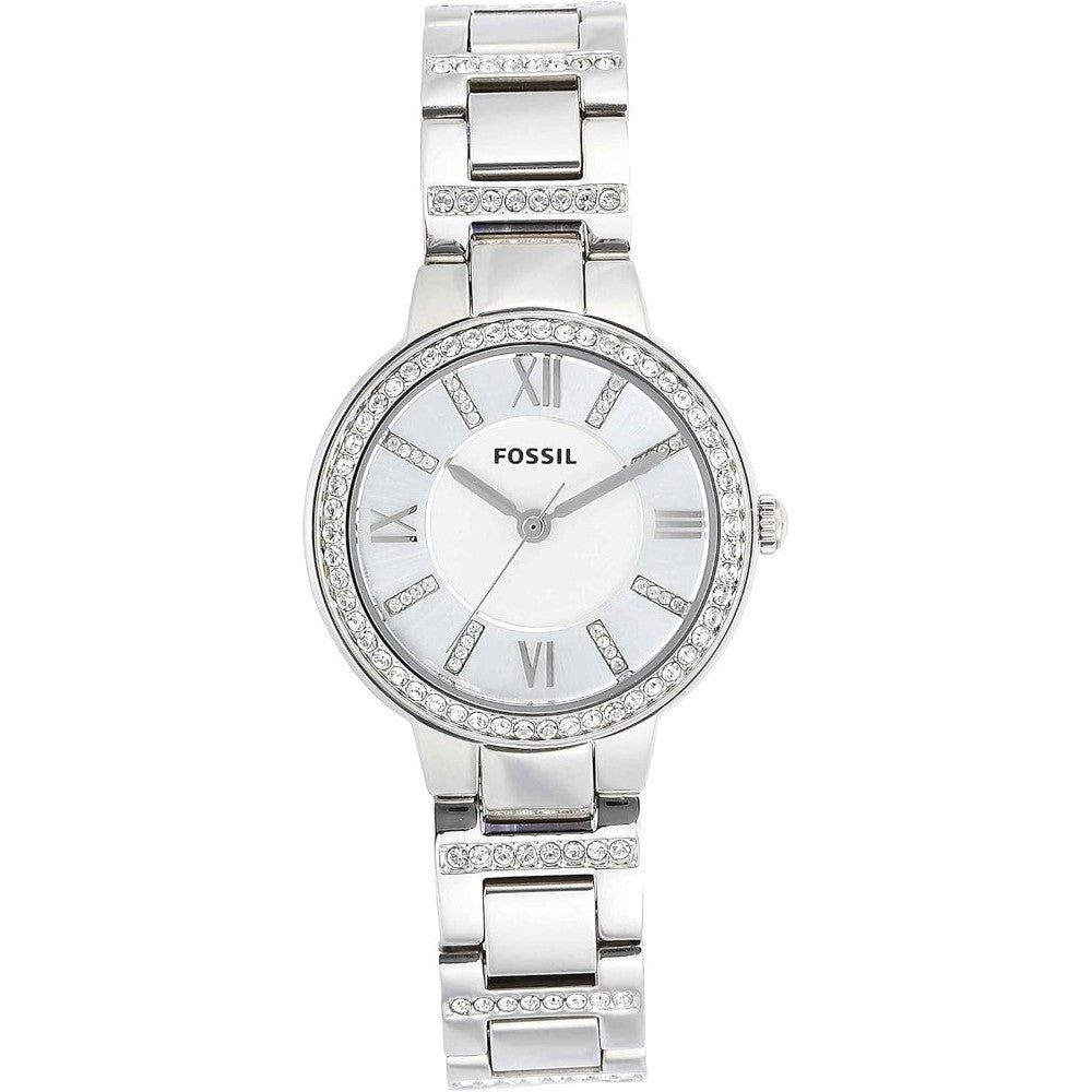 Fossil Virginia ES3282 Women's Watch with Crystal Accents and Self Adjustable Stainless Steel Bracelet Band