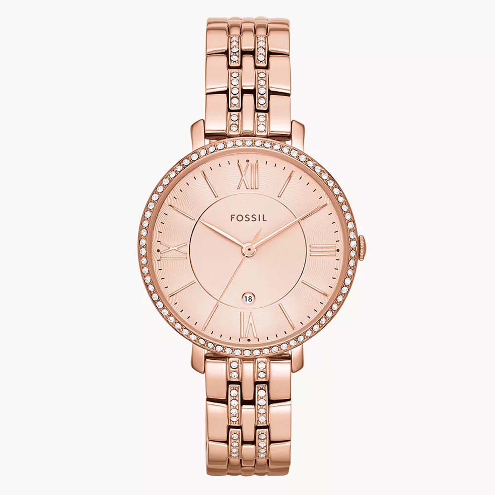 Fossil ES3546 Jacqueline Three-Hand Rose Gold-Tone Stainless Steel Watch