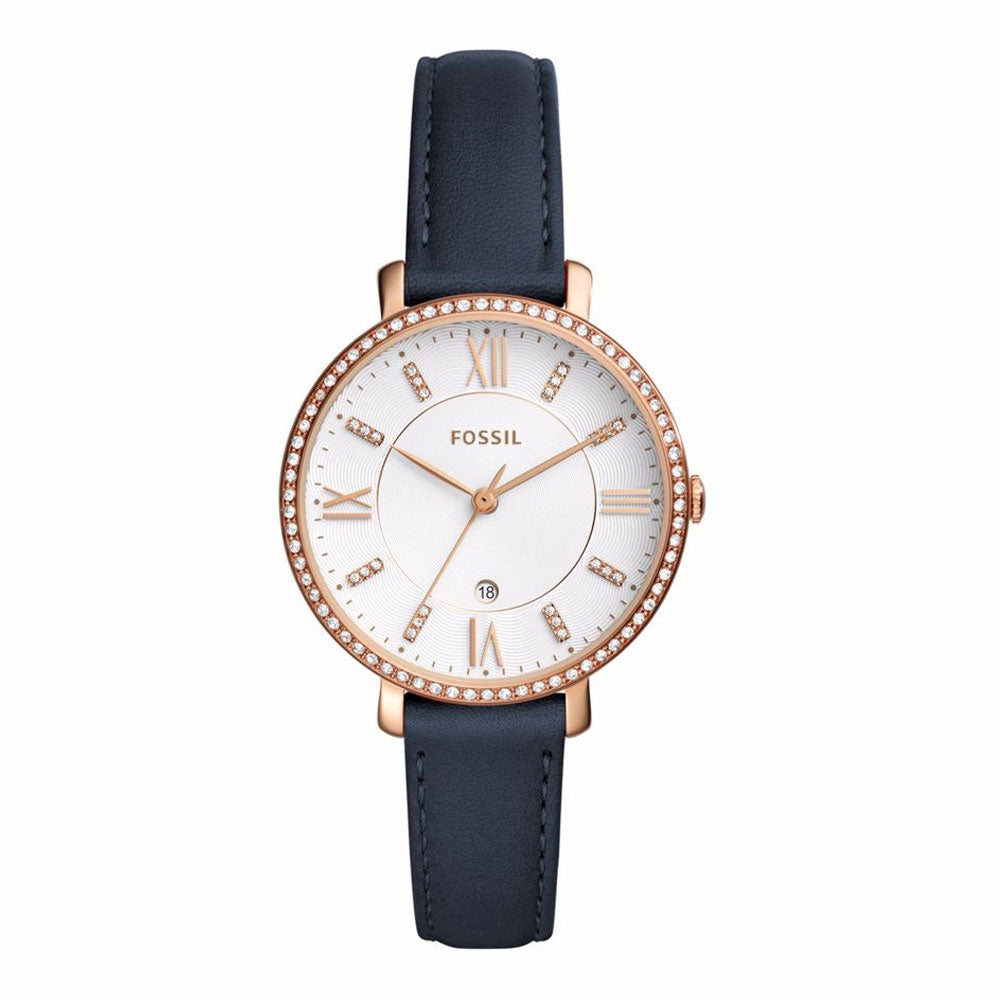 Fossil Jacqueline Three-Hand Date Navy Leather Watch ES4291