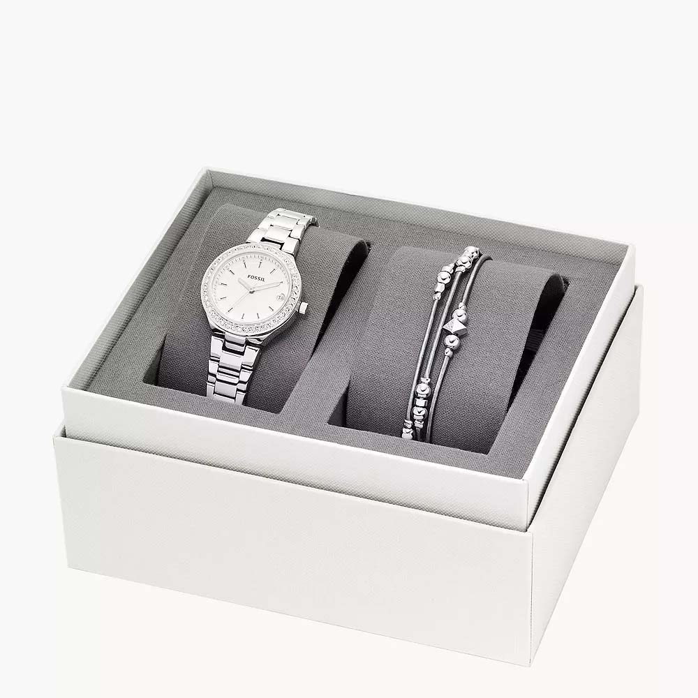 Fossil Blane Three-Hand Stainless Steel Watch and Jewelry Set ES4336SET Fossil