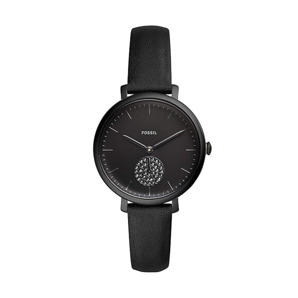 Fossil ES4490  Woman Jacqueline Three-Hand Black Leather Watch