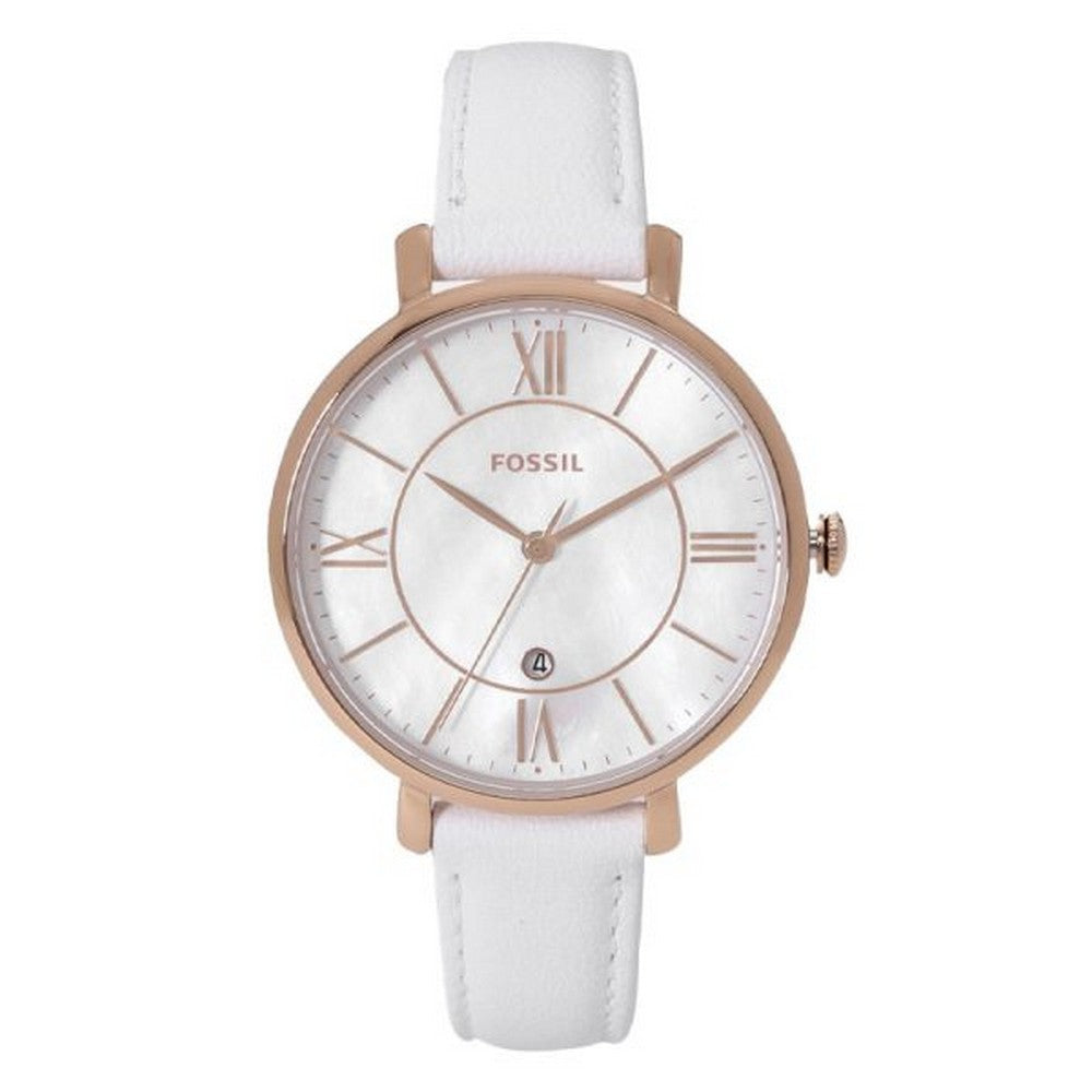 Fossil Jacqueline Three-Hand Date White Leather Watch ES4579