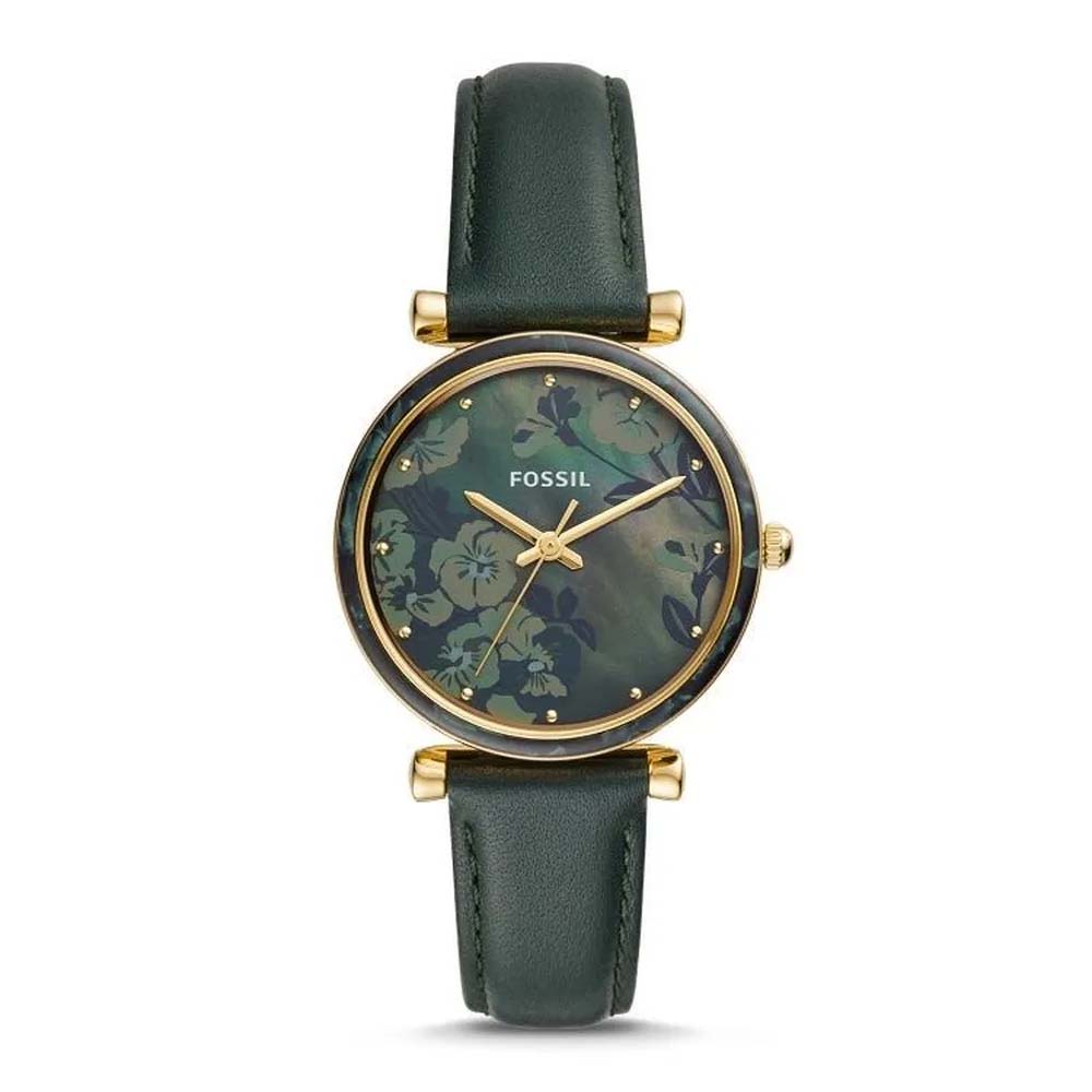 Fossil ES4654 Carlie Three-Hand Dark Green Leather Watch