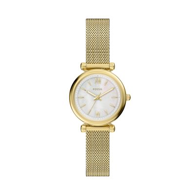 Fossil ES5462 Analogue Quartz Bracelet Gold Stainless Steel Mesh Women's Watch