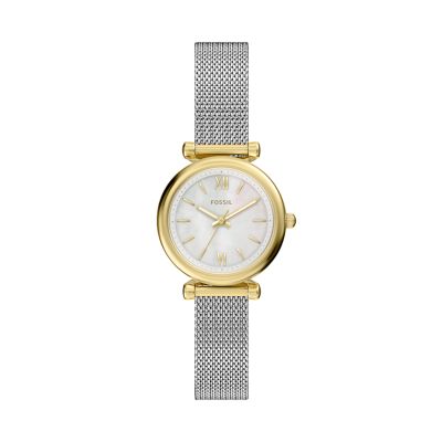 Fossil ES5463 Analogue Quartz Bracelet Silver Stainless Steel Mesh Women's Watch