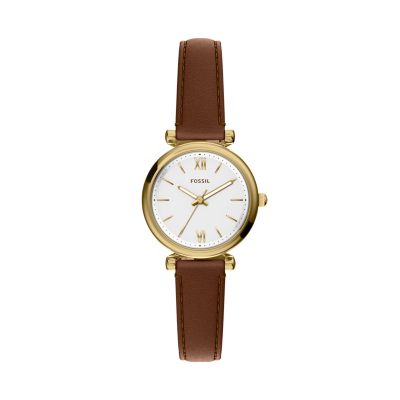 Fossil ES5464 Analogue Quartz Strap Brown Leather Women's Watch