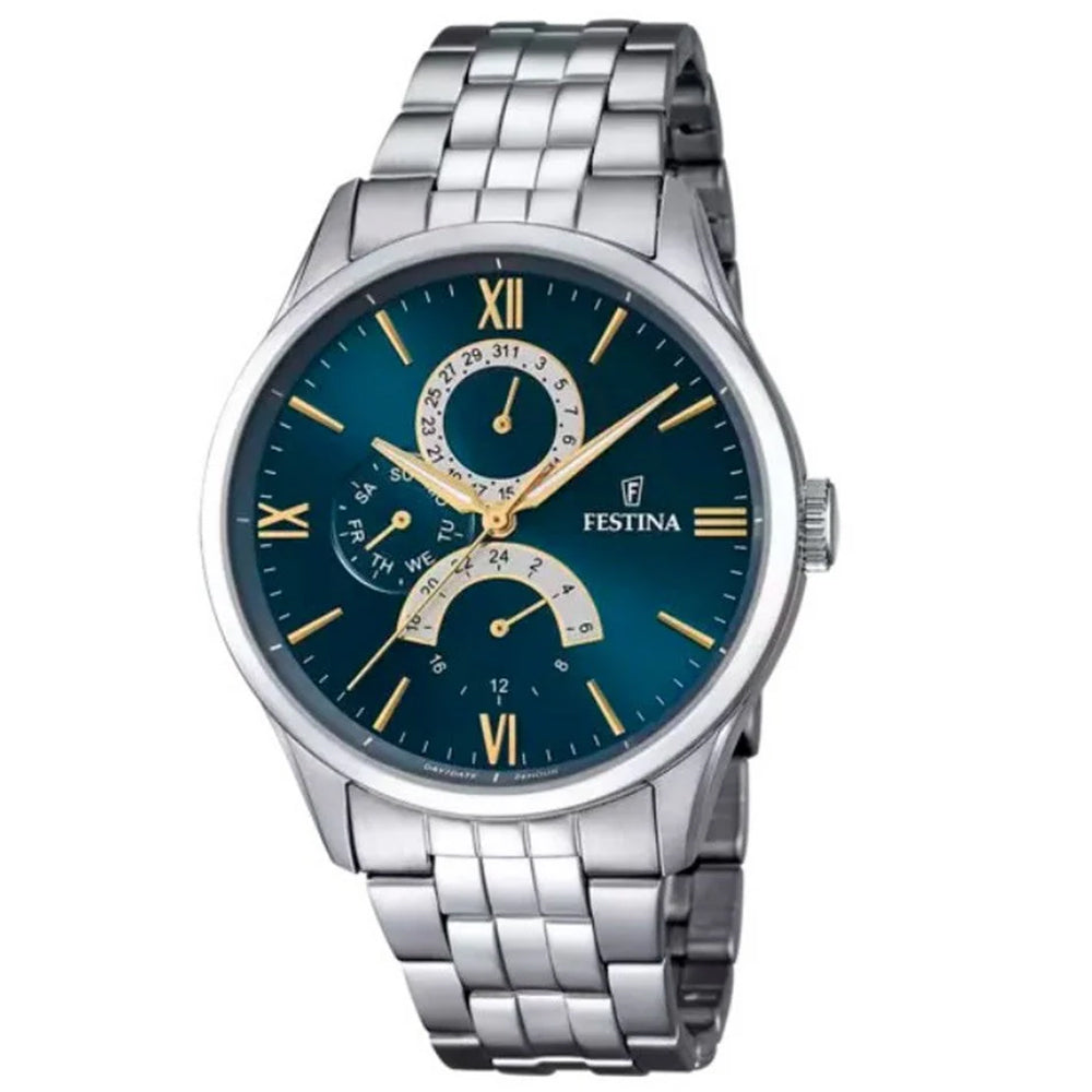 FESTINA F16822/1 White Dial Analogue Display and Silver Stainless Steel Men's Bracelet Watch Festina