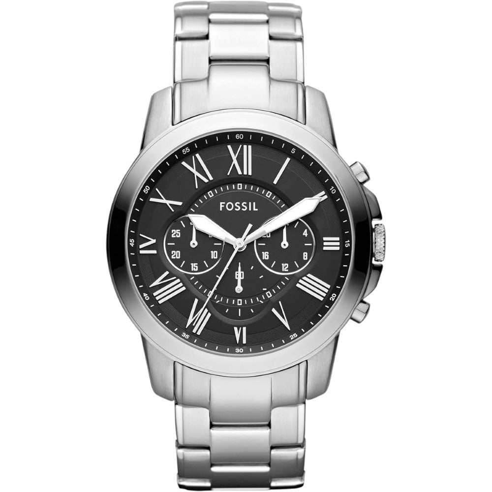 Fossil FS4736 Grant Men's Watch with Chronograph Display and Genuine Leather or Stainless Steel Band