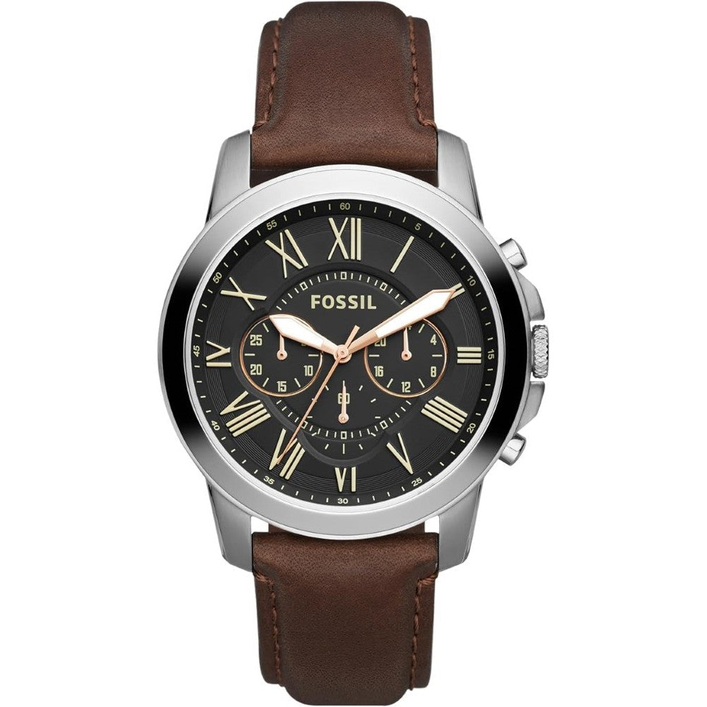 Fossil  FS4813 Grant Men's Watch with Chronograph Display and Genuine Leather or Stainless Steel Band