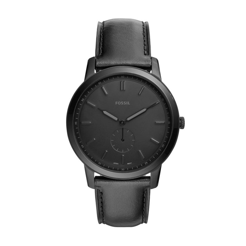 Fossil FS5447 Minimalist Two-Hand Black Leather Watch