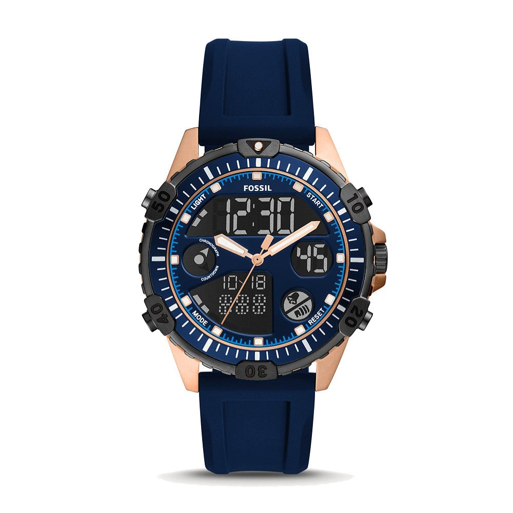 Fossil Garrett Analog Digital Navy Silicone Watch FS5783