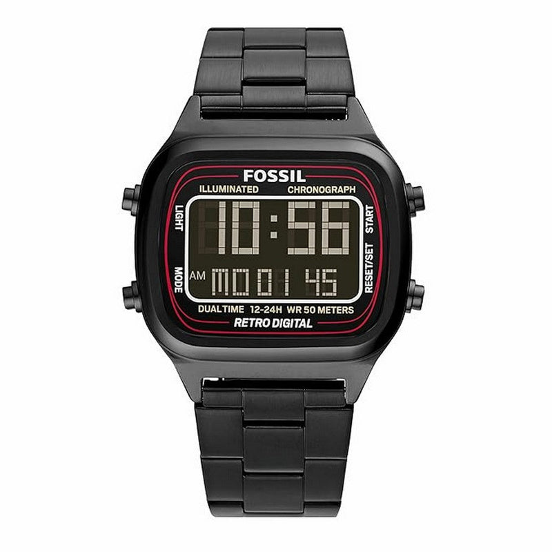 Fossil Retro Digital Black Stainless Steel Watch FS5845 Fossil