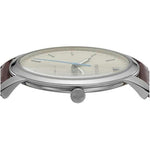 Fossil  FS5966SET Men's Minimalist Quartz Stainless Steel and Leather Three Hand Watch and Bracelet Gift Set Color  Silver Brown Blue Model FS5966SET Fossil