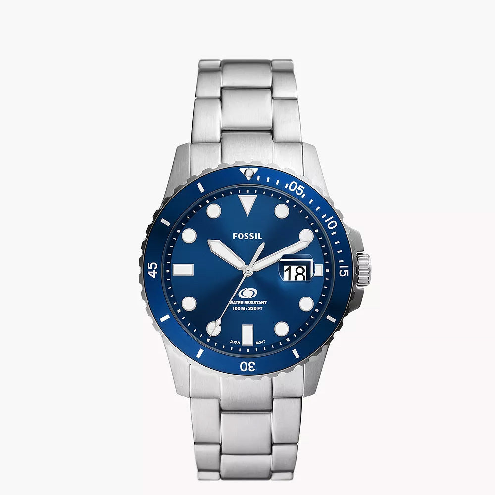 Fossil FS6029 Blue Dive Three-Hand Date Stainless Steel Watch