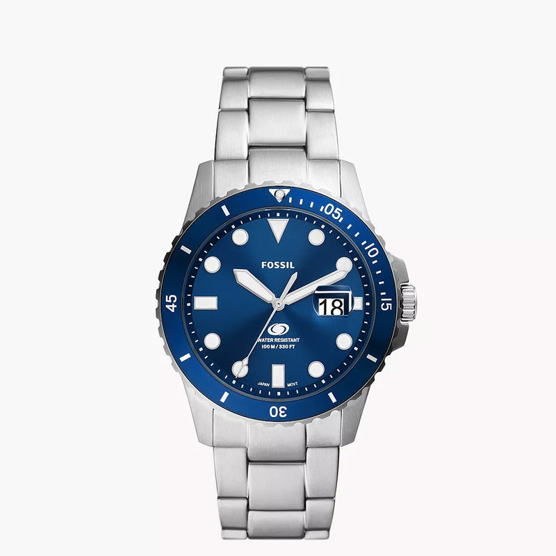 Fossil FS6029 Blue Dive Three-Hand Date Stainless Steel Watch