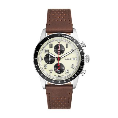 Fossil FS6042 Chronograph Quartz Strap Brown Leather Men's Watch