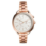 Fossil Hybrid FTW1208 White Dial Rose Gold Stainless Steel Smartwatch Women's Watch. Fossil
