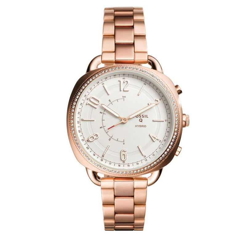 Fossil Hybrid FTW1208 White Dial Rose Gold Stainless Steel Smartwatch Women's Watch. Fossil
