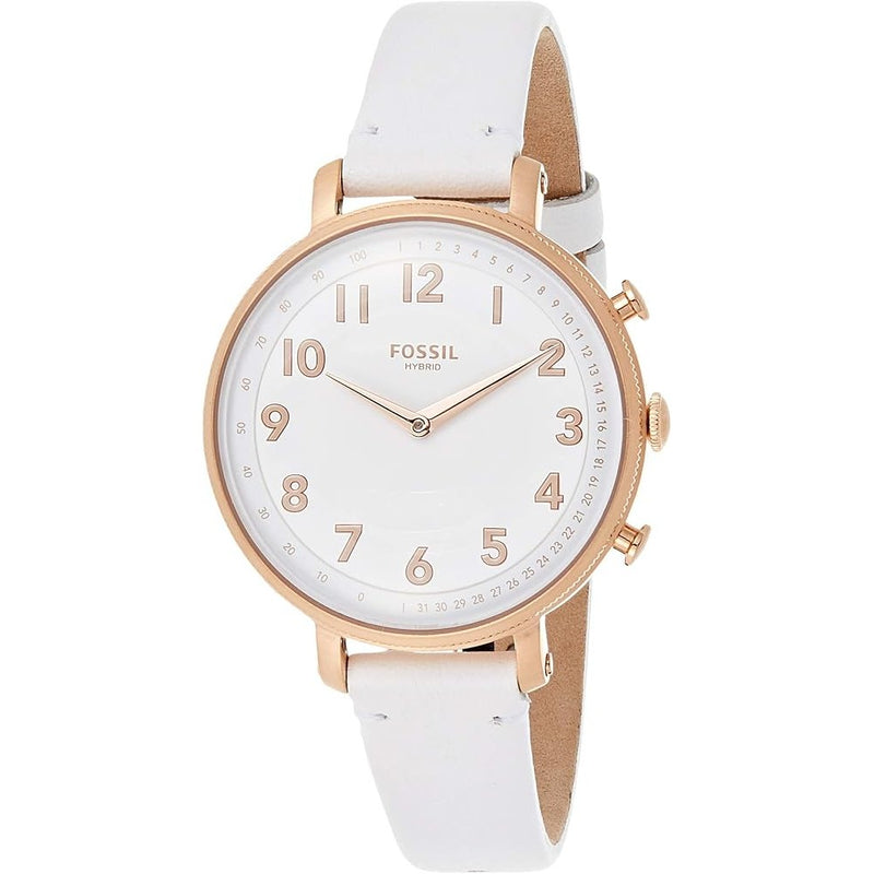 FOSSIL HYBRID FTW5045 Analog Display and Leather Strap Womens Quartz Watch. Fossil