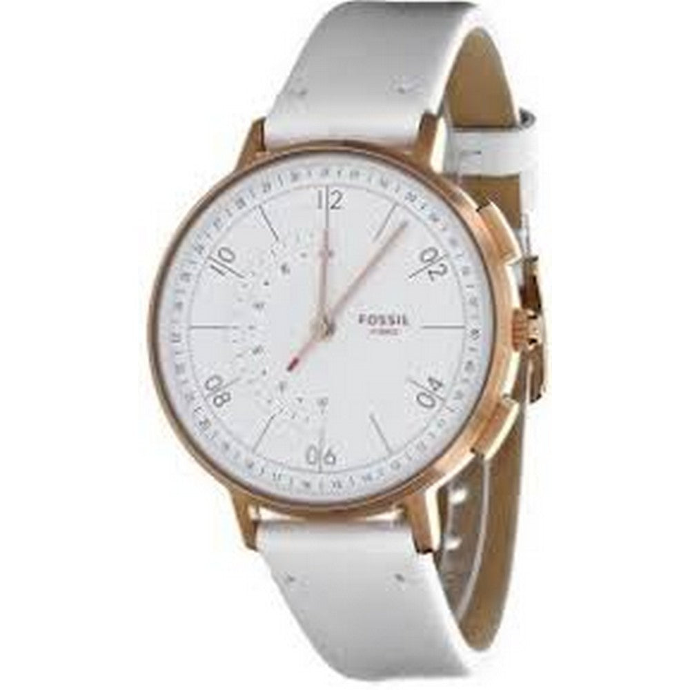 FOSSIL HYBRID FTW5048 Smartwatch Harper with White Leather Strap Women Our World Of Style