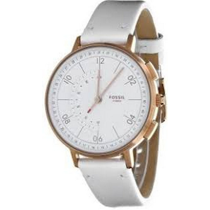 FOSSIL HYBRID FTW5048 Smartwatch Harper with White Leather Strap Women's Watch Fossil