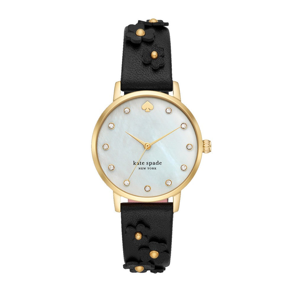 KATE SPADE KSW1514 Black Leather Strap & Gold Stainless Steel Women's Watch