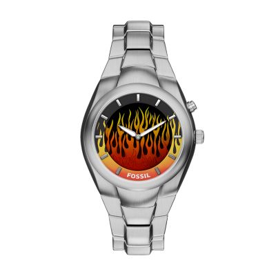 Fossil LE1230 Analogue-Digital Quartz Bracelet Silver Stainless Steel Unisex's Watch