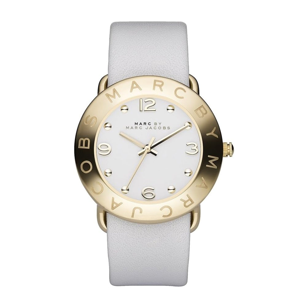 Marc Jacobs MBM1150 Amy White Dial Gold tone White Leather Women's Watch Marc Jacob