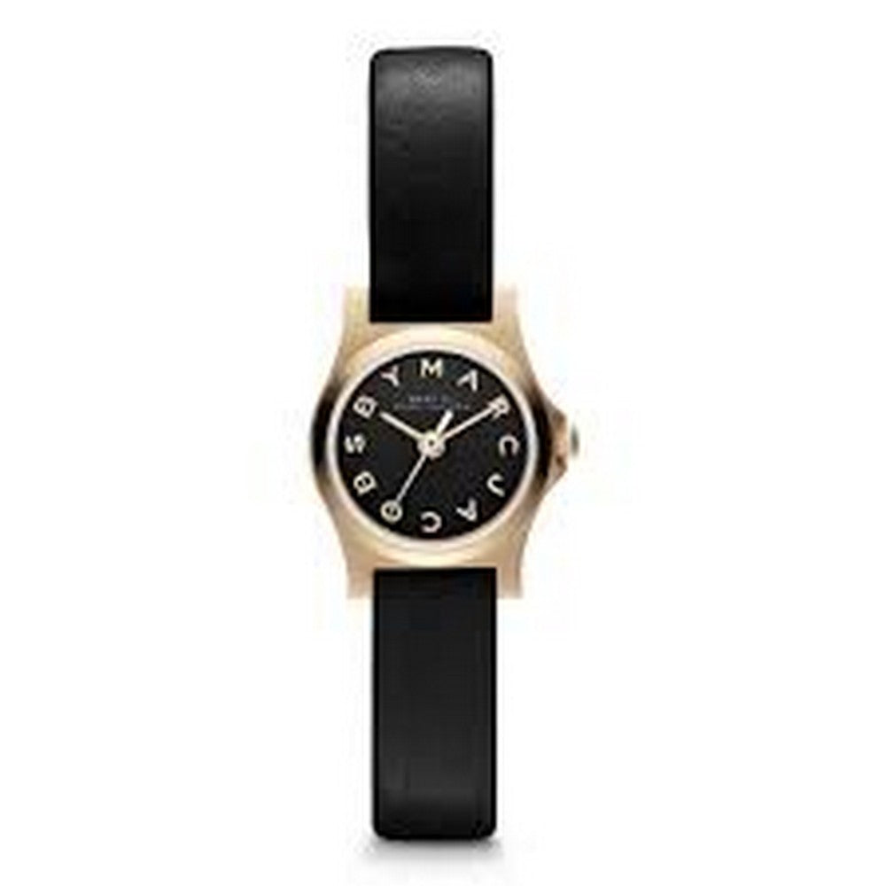 Marc Jacobs MBM1240 Gold-tone Black Dial Black Leather Ladies Watch