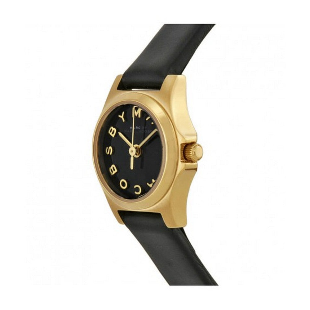 Marc Jacobs MBM1240 Gold-tone Black Dial Black Leather Ladies Watch