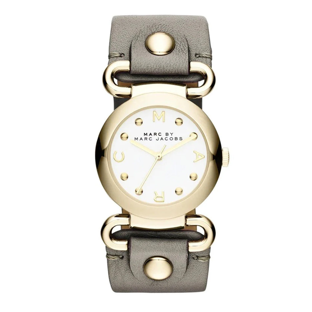 Marc Jacobs MBM1308 Molly Quartz White Dial Gray Leather Gold-tone Stainless Steel Women's Watch