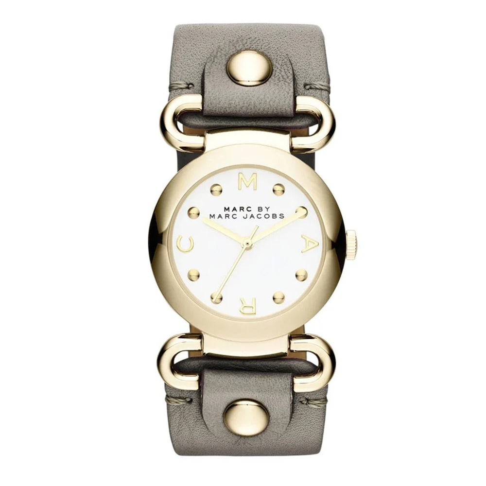 Marc Jacobs MBM1308 Molly Quartz White Dial Gray Leather Gold-tone Stainless Steel Women's Watch Marc Jacob
