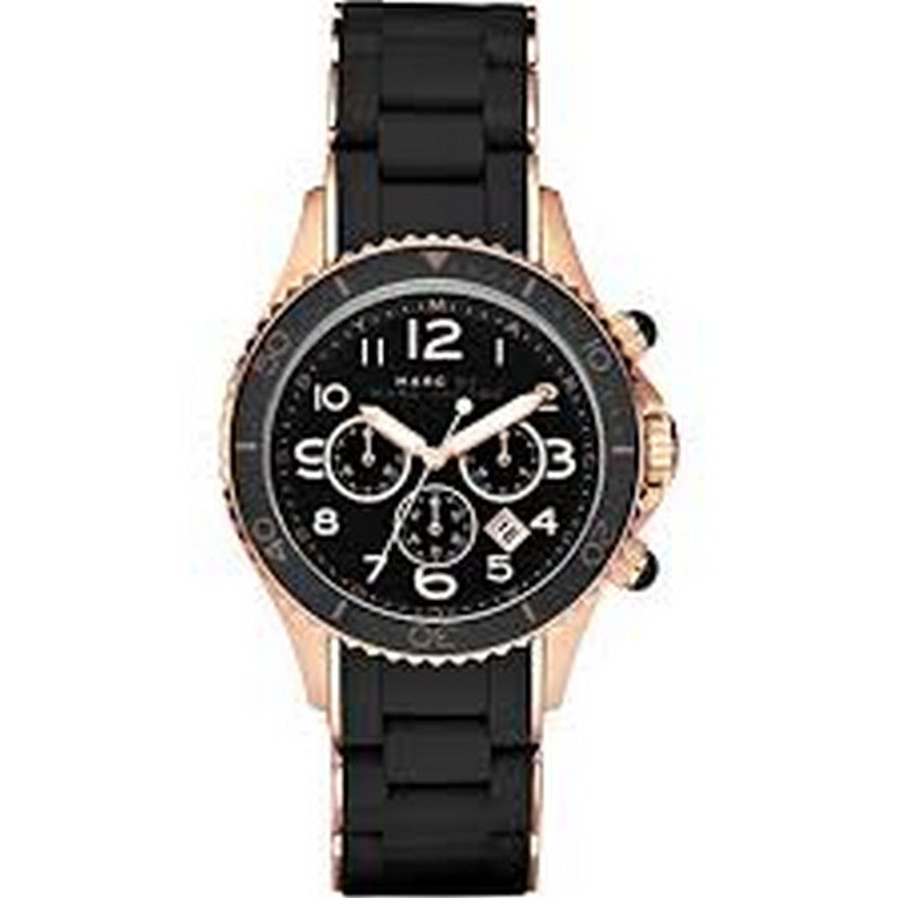 Marc Jacobs MBM2553 Pelly Chronograph Black Dial Rose Gold-tone Steel Women's Watch