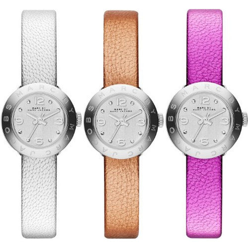 Marc Jacobs MBM9043 Amy Silver Women's Watch With Interchangeable Leather Strap Box Set Marc Jacob