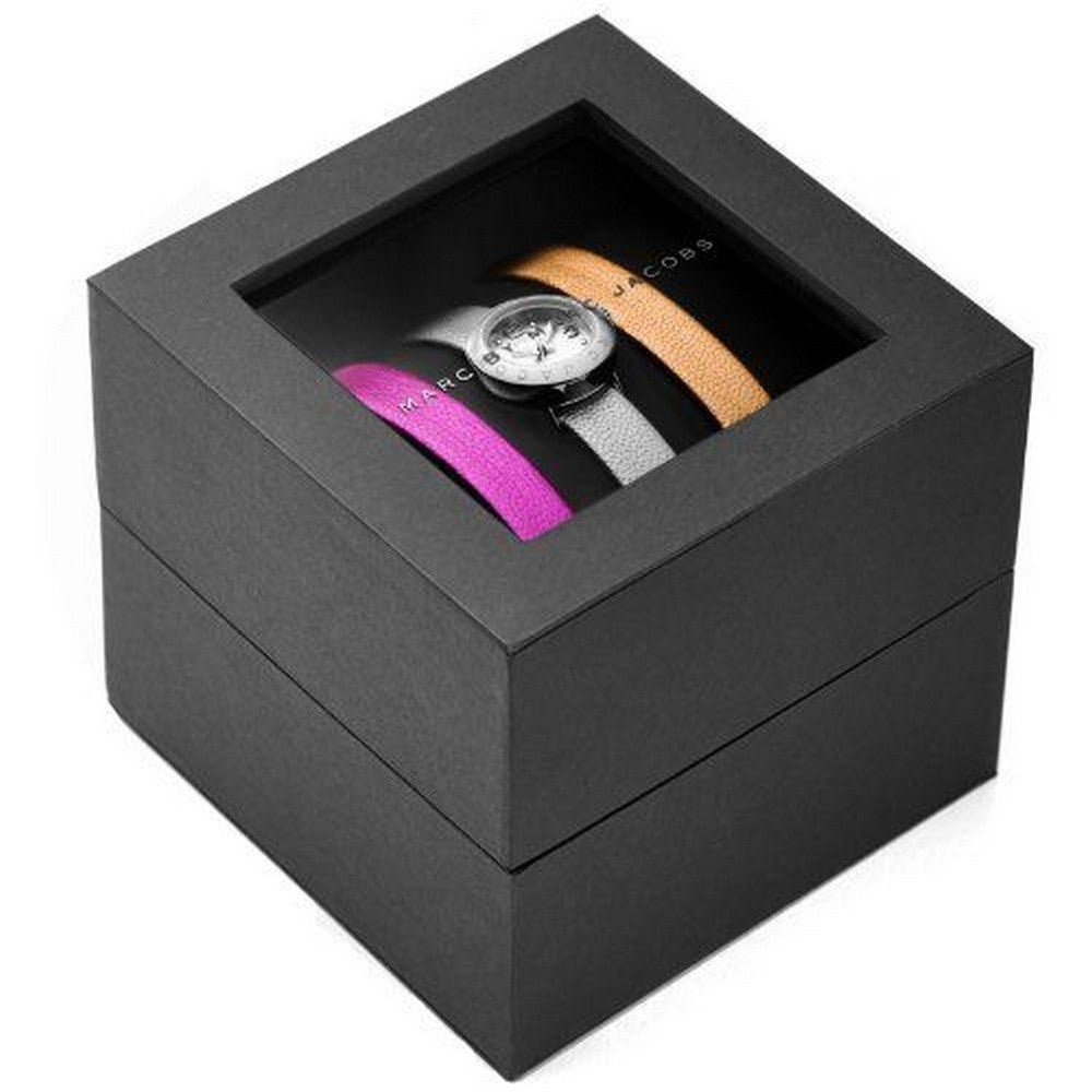Marc Jacobs MBM9043 Amy Silver Women's Watch With Interchangeable Leather Strap Box Set Marc Jacob
