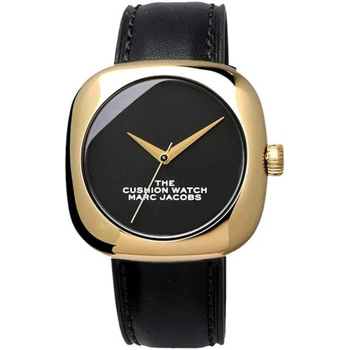 Marc Jacobs MJ0120179302 The Cushion Quartz Black Dial Gold tone Women's Watch Marc Jacob