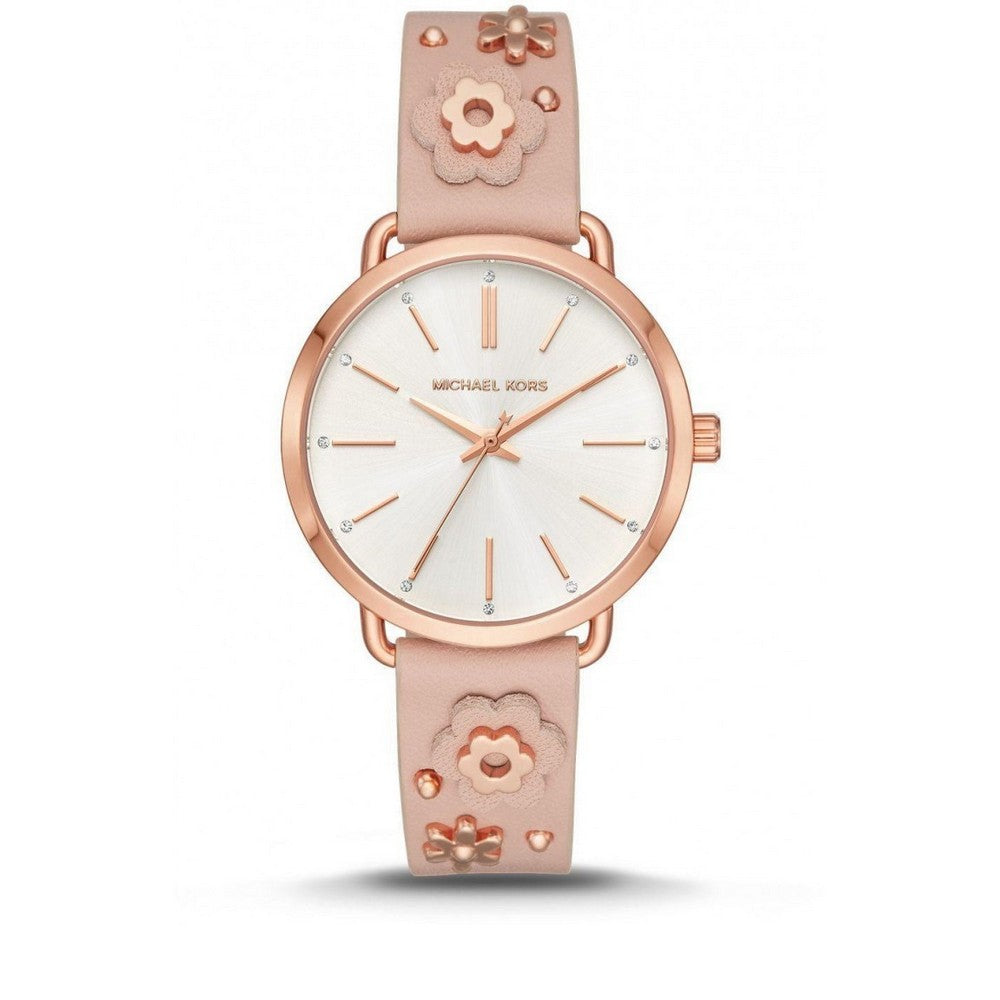 Michael Kors Portia Quartz Pink Leather Strap Women's Watch MK2738