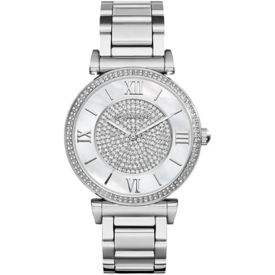 Michael Kors Caitlin Silver Crystal Pave Dial Women's Watch MK3355 Michaelkors