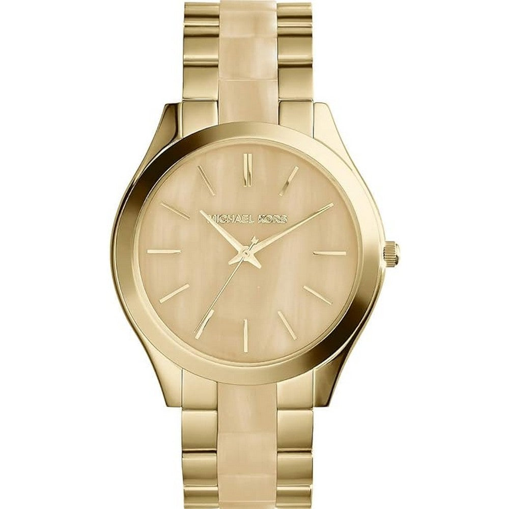 Michael Kors Slim Runway Champagne Dial Gold tone and Milky Horn women's Watch MK4285 Michaelkors