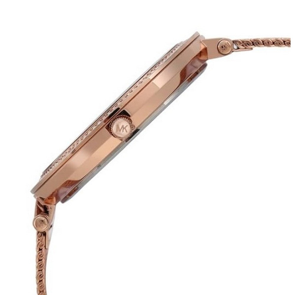 Michael Kors Stainless Steel Analog White Dial Women Watch Mk4519  Gold Band Michaelkors