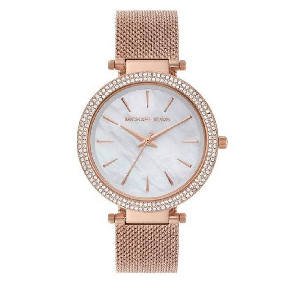 Michael Kors Stainless Steel Analog White Dial Women Watch Mk4519  Gold Band Michaelkors