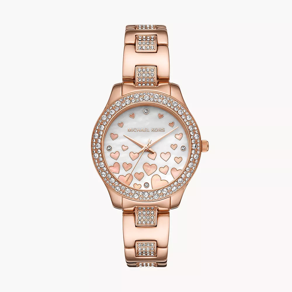 Michael Kors MK4597 Liliane Three-Hand Rose Gold-Tone Stainless Steel Watch