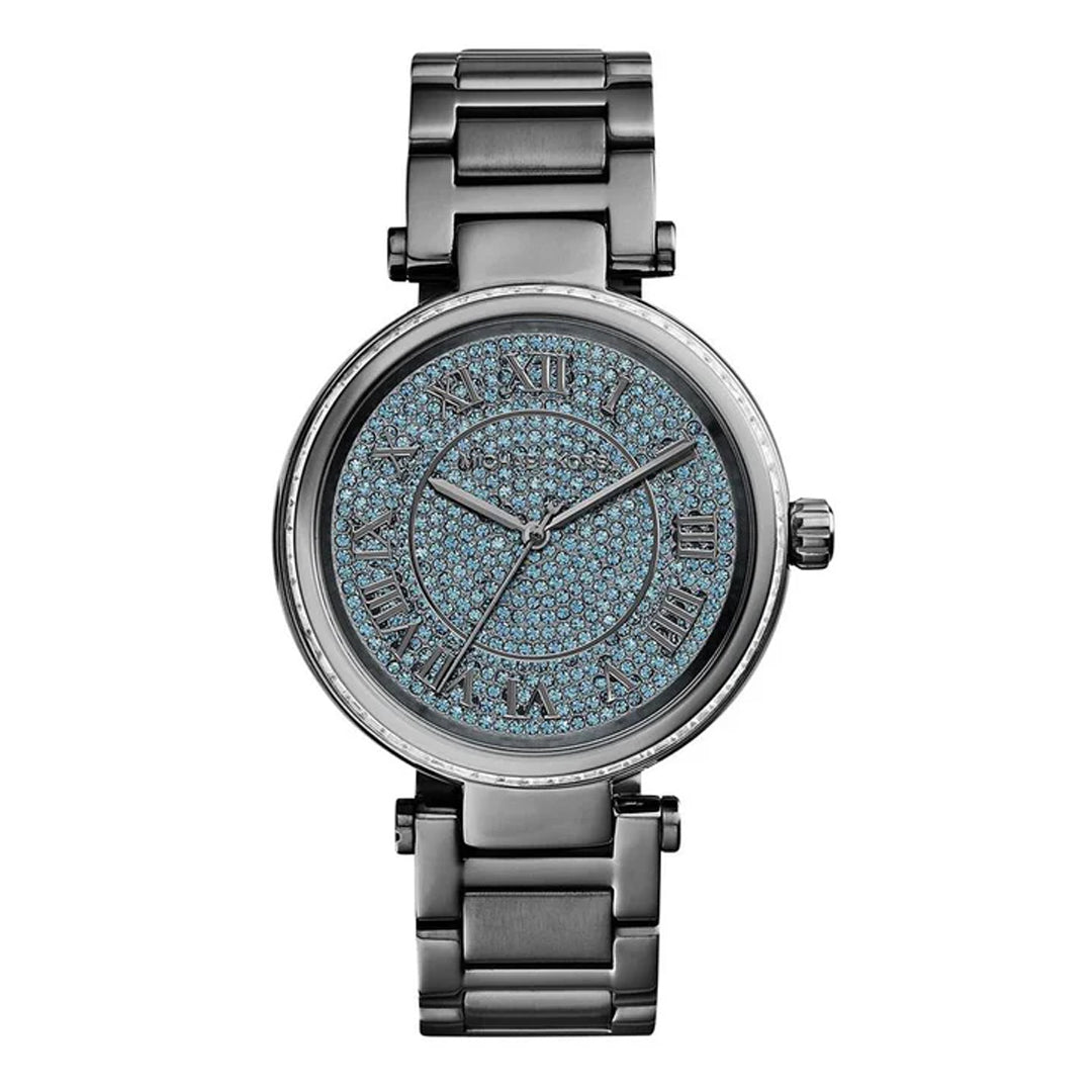 Michael Kors Skylar Blue Pave Dial Gunmetal Steel women's Watch MK6087
