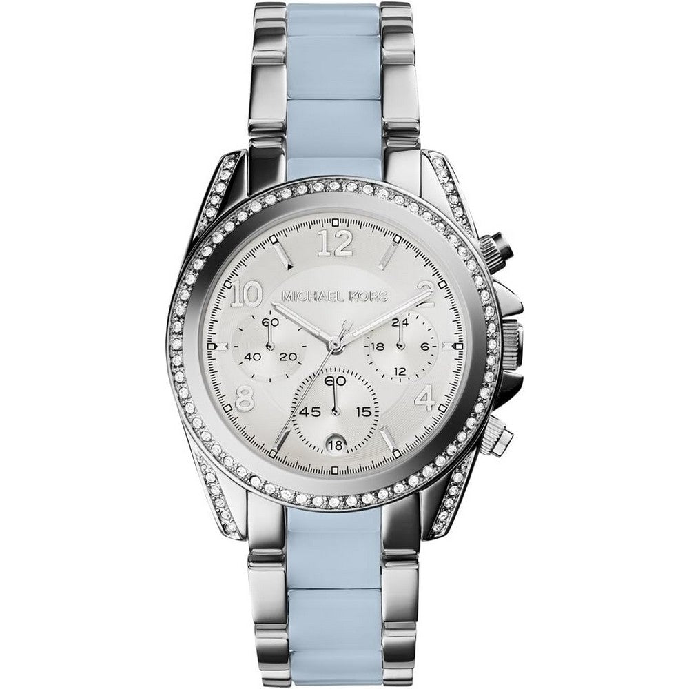 Michael Kors MK6137 Blair Chronograph Silver Dial Stainless Steel with Chambray Acetate Women's Watch