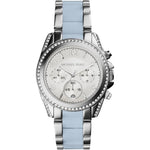 Michael Kors MK6137 Blair Chronograph Silver Dial Stainless Steel with Chambray Acetate Women's Watch Michaelkors